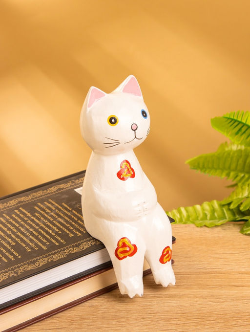 Сувенир «Кот сидячий», 7×5×15 см, дерево, белый
