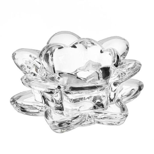 Цена за 2 шт. Стеклянный подсвечник на 1 свечу «Лотос», прозрачный, 4.5×8.3×8.3 см