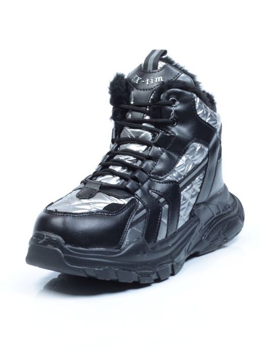 04-8525-4 BLACK Ботинки зимние женские (искусственные материалы) - Фабричный китай фото 3