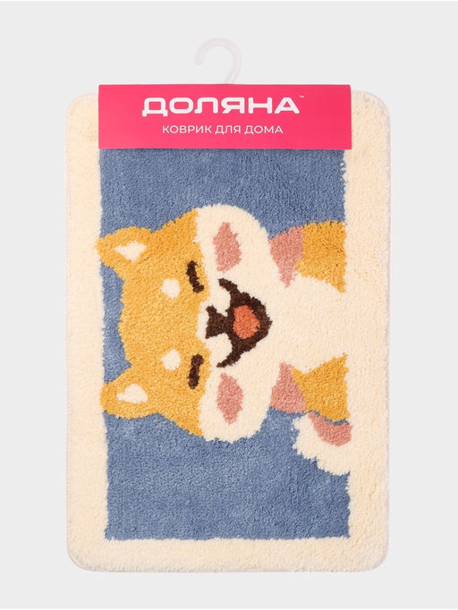 Коврик Доляна Корги, 4060 см, микрофибра, синий  фото 6