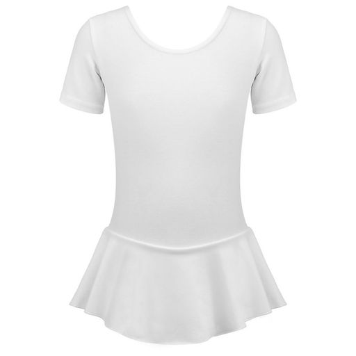 Купальник гимнастический Grace Dance, с юбкой, с коротким рукавом, р. 28, цвет белый  фото 7
