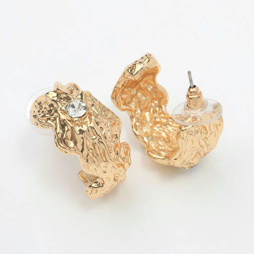 Серьги со стразами Бесконечность полусфера, белые в золоте - Qf фото 2