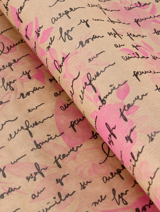 Бумага упаковочная крафт Розы письмо, розовый/графит, 0.72?105% м, 40 г