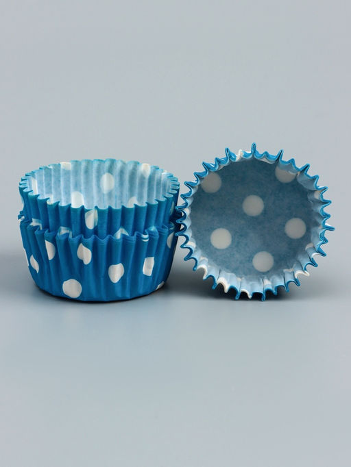 Цена за 300 шт. Форма для выпечки и упаковки конфет бумажная UPAK LAND «Горох», 3.5×2 см, одноразовая, голубая