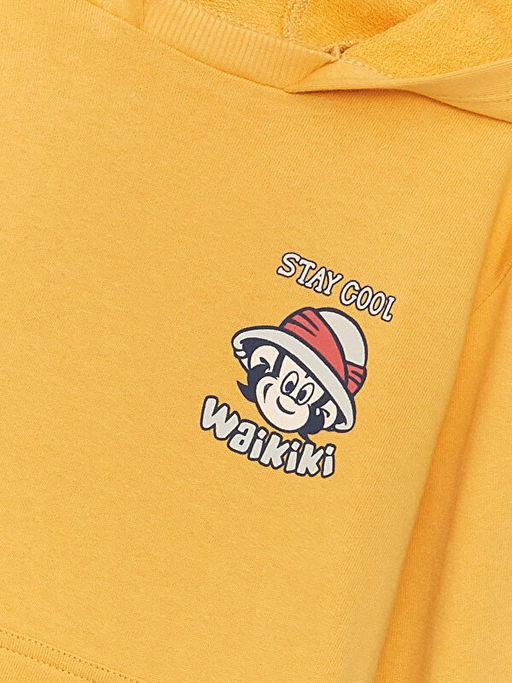 Kap??onlu Nostaljik Maymun Bask?l? Erkek Bebek Sweatshirt - Waikiki фото 3