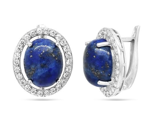 Серьги из серебра лазурит, СПН4069