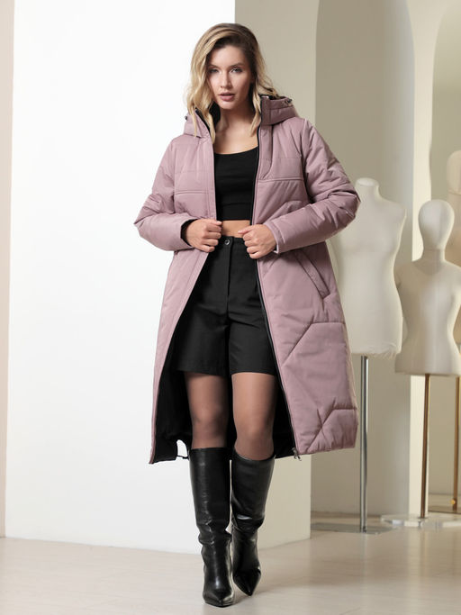 25405 Пальто серо-розовый - Dizzyway фото 2