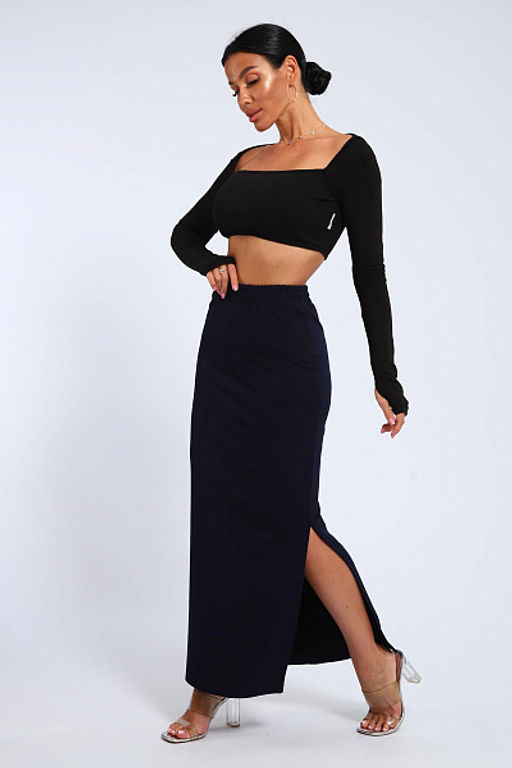 Юбка, футер (01056, черный макси) - Плиона фото 23