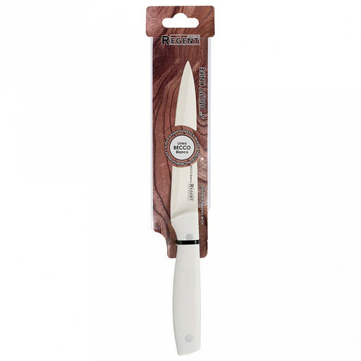 Нож разделочный Linea Becco Bianco 13см из нержавеющей стали, ширина 5,5см, длина 24,5см, ручка из ударопрочного ABS-пластика, ПВХ чехол-подвес, Regent (Китай) - Домашняя мода фото 3