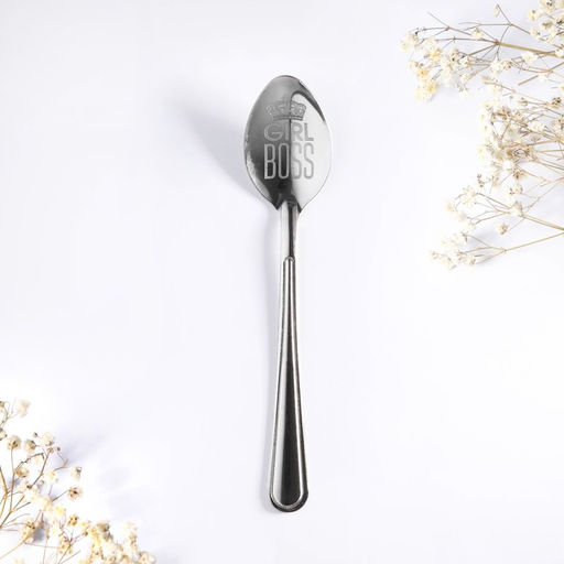 Цена за 3 шт. Ложка чайная с гравировкой Girl boss, h=14 см