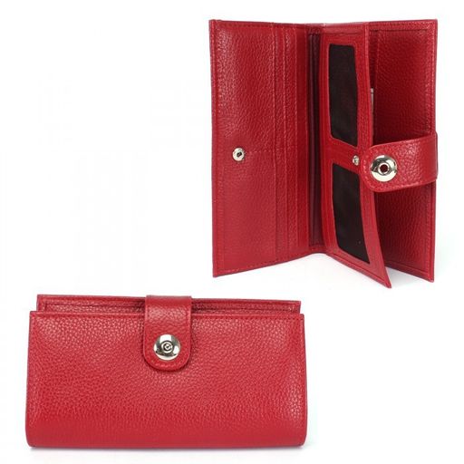 Портмоне женское Croco-ПР-971 с хлястиком натуральная кожа 4 отд, 17 карм, красный флотер (113) 239657