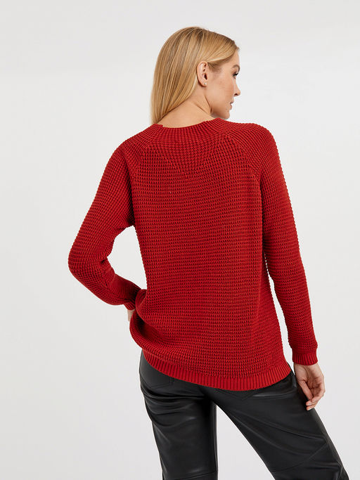 джемпер женский хлопковый в красном цвете с рукавом реглан - Glenfield фото 6