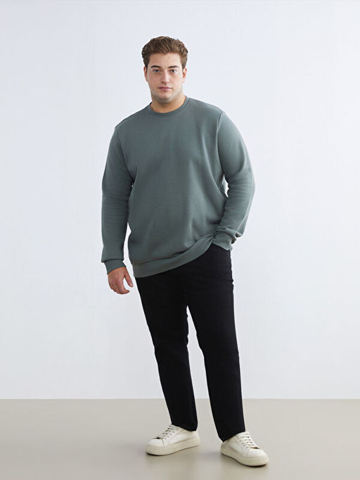 B?y?k Beden Bisiklet Yaka Erkek Sweatshirt