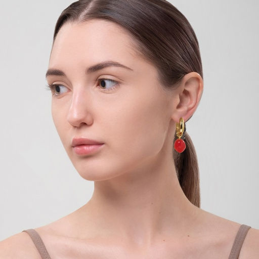 Серьги со съёмным элементом Трансформер сердечки, цвет красный в золоте - Queen fair фото 3