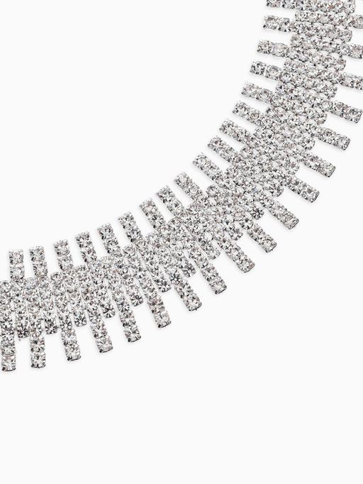 Набор 2 пред-а: серьги, колье со стразами "Лёд" клавиши, d=13,5см, цвет белый в серебре