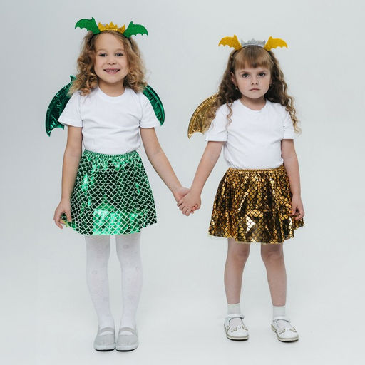 Карнавальный набор «Зимний дракошка», цвет зелёный: крылья, юбка и ободок