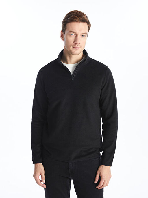 Dik Yaka Uzun Kollu Polar Erkek Sweatshirt