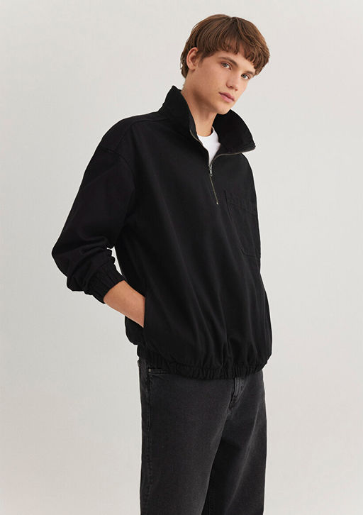 Yar? Fermuarl? Antrasit Denim Sweatshirt - Mavi фото 3