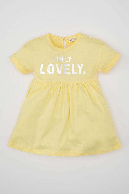 Платье с короткими рукавами и принтом для маленьких девочек