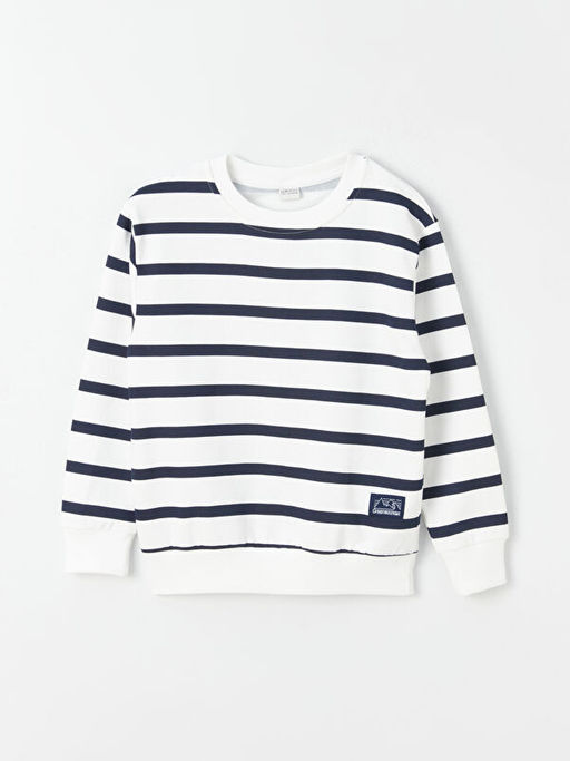 Bisiklet Yaka ?izgili Uzun Kollu Erkek ?ocuk Sweatshirt - Waikiki фото 3