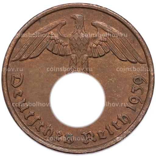 Монета 2 рейхспфеннига 1939 года G Германия
