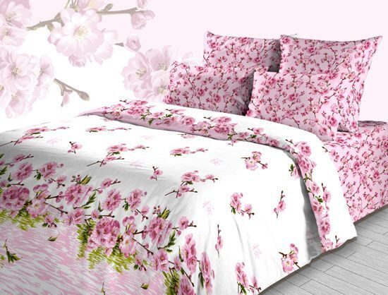 КПБ Цветение персика-розов. бязь хлопок 100% Евро - Лен поволжья фото 2