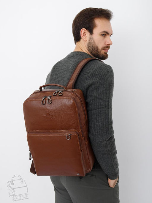 Рюкзак мужской кожаный 3921Z brown Zinimsk