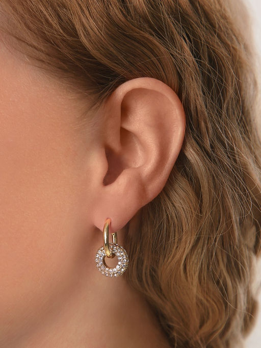 Серьги со съёмным элементом Трансформер круги, цвет золото с серебром