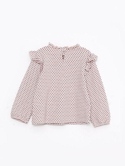 Dik Yaka Uzun Kollu Desenli K?z Bebek Ti??rt - Waikiki фото 2