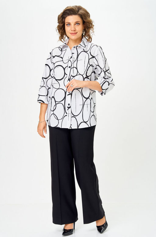 Блуза БелЭльСтиль 877 бело-черный фото 2