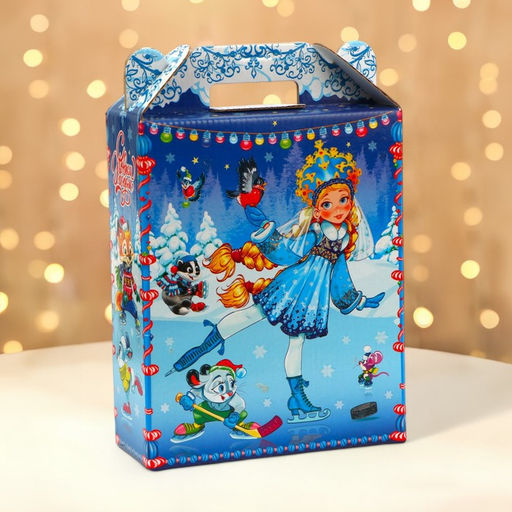 Цена за 5 шт. Подарочная коробка новогодняя Подарок «Зимние забавы» 16.8×7×25 см