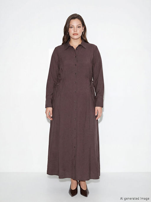 Beli Ba?lamal? Modal Kar???ml? G?mlek Elbise