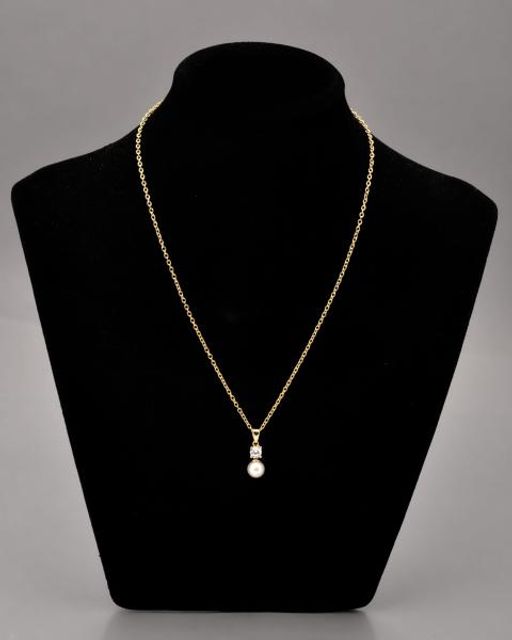 Pearls Melody Кулон с жемчужиной и кубическим цирконом, желтая позолота