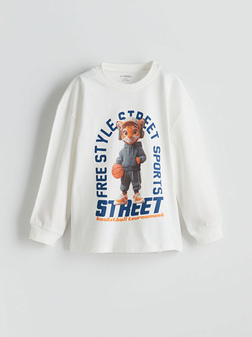 Bisiklet Yaka Bask?l? Erkek ?ocuk Ti??rt