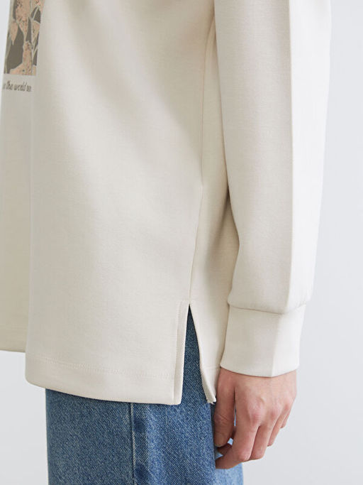 Bisiklet Yaka Oversize Kad?n Sweatshirt Tunik