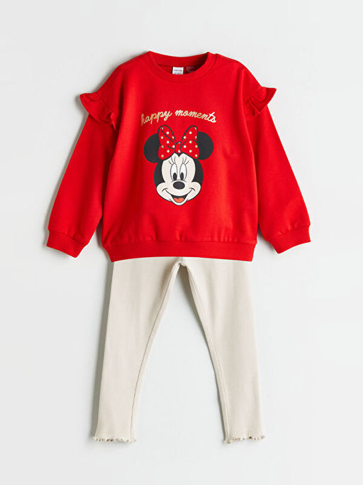 Minnie Mouse Lisansl? K?z Bebek Sweatshirt ve Tayt