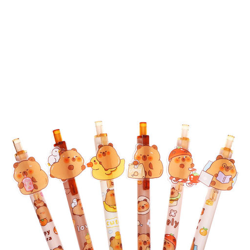 Цена за 48 шт. Ручка гелевая-прикол, автоматическая, синий стержень Капибара, МИКС - Calligrata фото 5