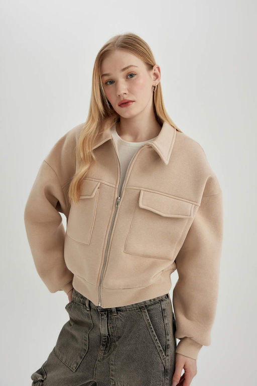 Крутой бомбер стандартного кроя из плотной ткани - Defacto фото 4