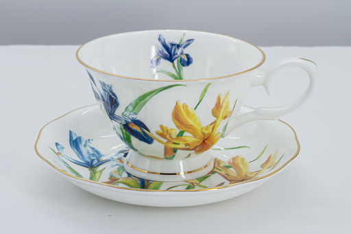 Пара чайная, 2 перс, 4 пр, 180 мл, белая, с золотистым кантом, Ирисы, Summer garden - Anna lafarg фото 2