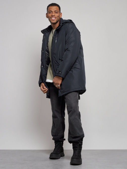 Парка мужская зимняя удлиненная молодежная темно-синего цвета 8302TS - Wonderrman фото 14