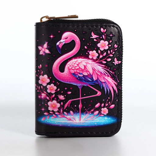 Кошелёк на молнии «Фламинго», маленький, чёрный