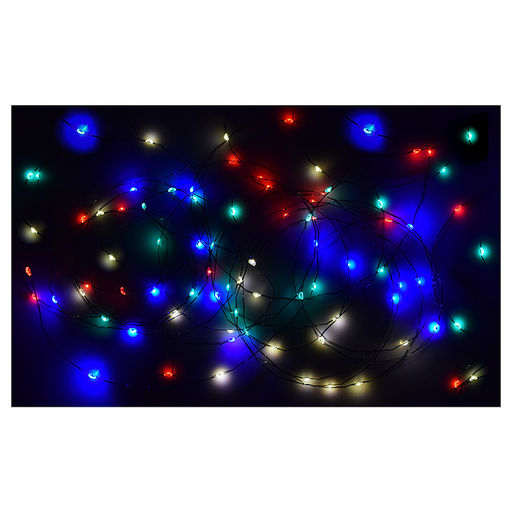 Электрогирлянда Роса 30м, 300 ламп, зеленый провод, цветная