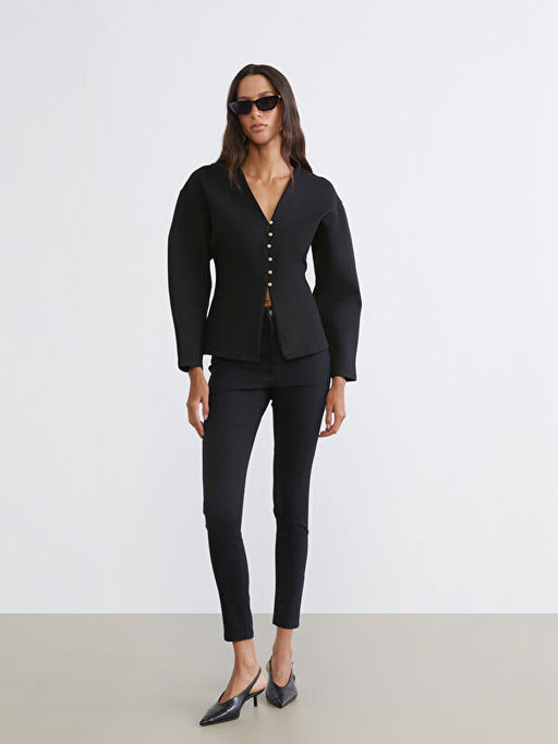 V Yaka Peplum Kad?n H?rka