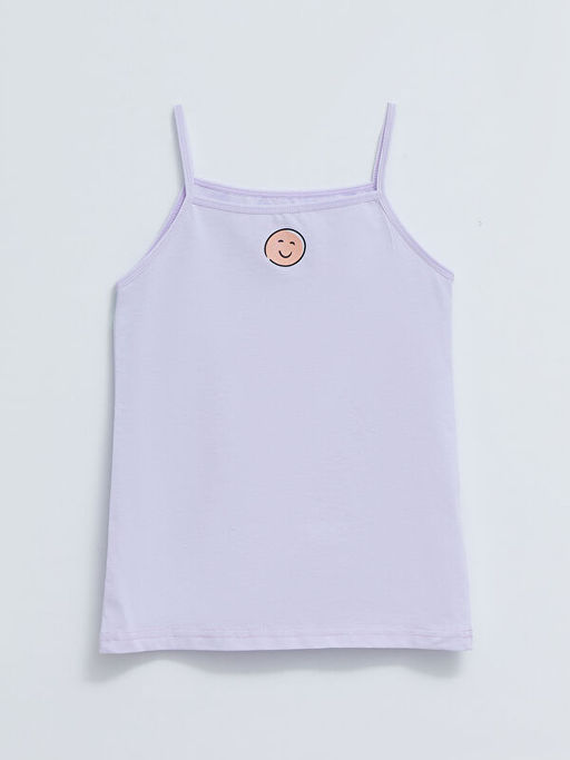 Kare Yaka Bask?l? Ask?l? Pamuklu K?z ?ocuk Atlet 2li - Waikiki фото 3