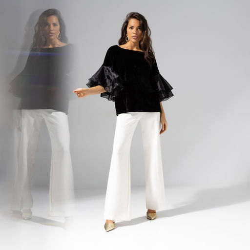 Блуза из бархата и органзы Молниеносная влюбленность (black) - Charutti фото 8