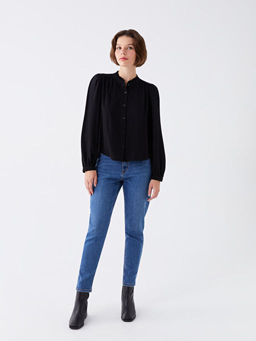 Y?ksek Bel Slim Mom Kad?n Jean Pantolon