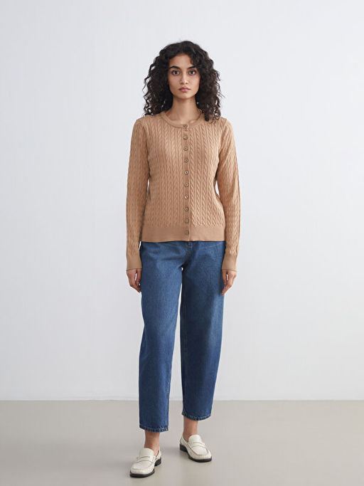 Bisiklet Yaka Kendinden Desenli Kad?n Triko H?rka