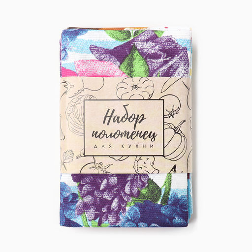 Набор полотенец кух. Доляна Счастье 35х60см-4 шт, 100% хл, рогожка 160 г/м2  фото 9