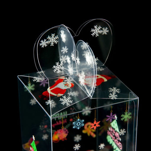 Цена за 5 шт. Коробка подарочная новогодняя складная ПВХ Веселый Дед Мороз 6?6?10 см