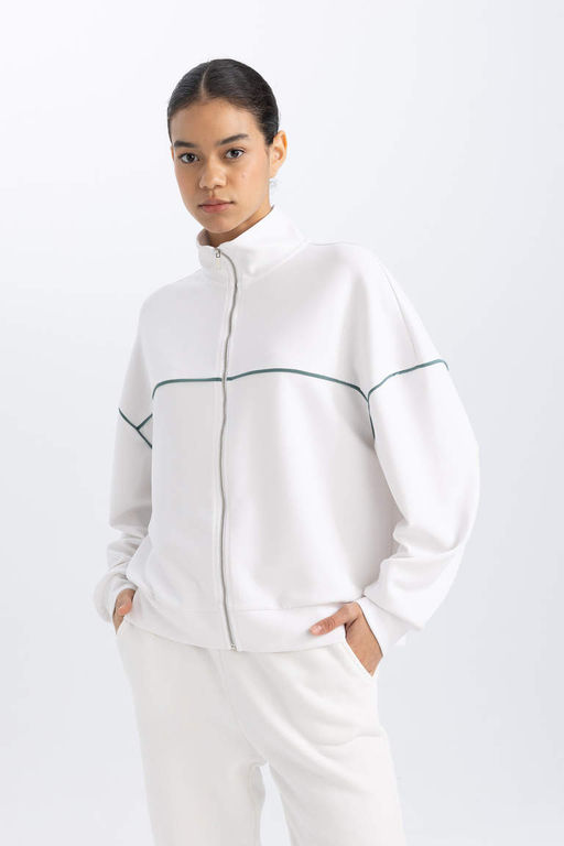 Толстовка на молнии премиум-класса DeFactoFit Oversize